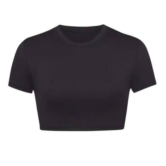 Skims 2X Swim T-Shirt Black Onyx NWT Short Sleeve Crop Top Swimwear - Picture 4 of 6
